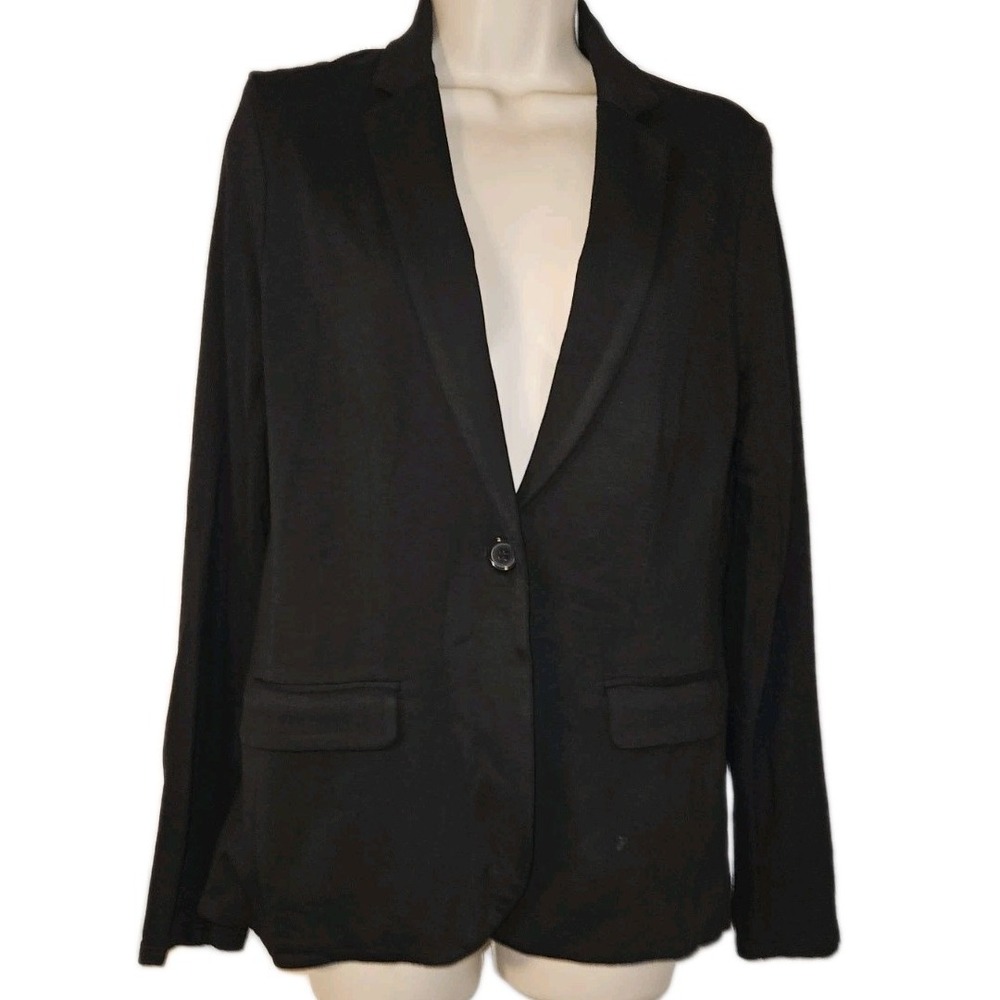 Magaschoni Long Sleeve Black Knit‎ Blazer Jacket Stretchy Women's Petite SP NWT